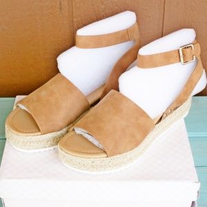 SODA Topic Sandals Espadrille Natural Brown NEW